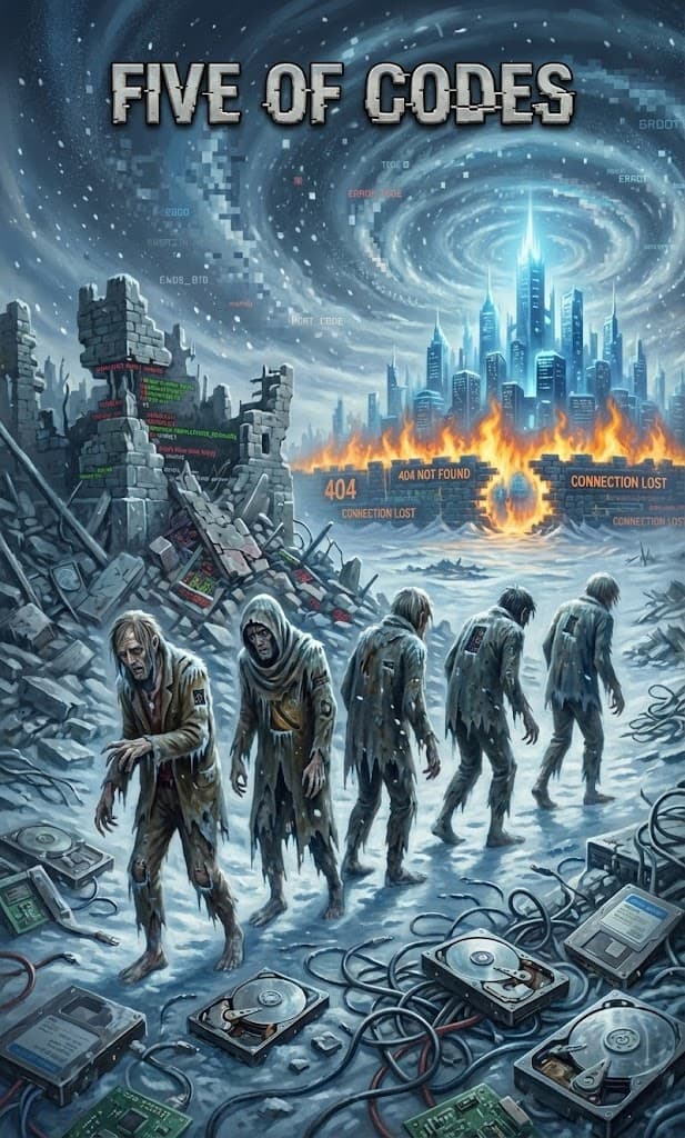 Five of Codes — Chaos Tarot Card