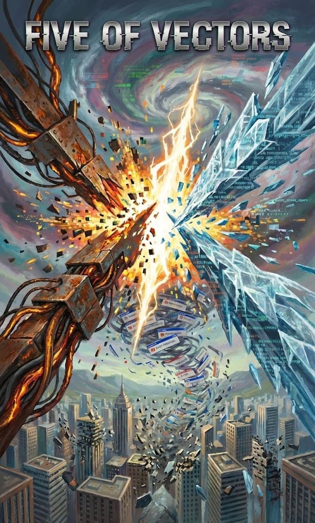 Five of Vectors — Chaos Tarot Card
